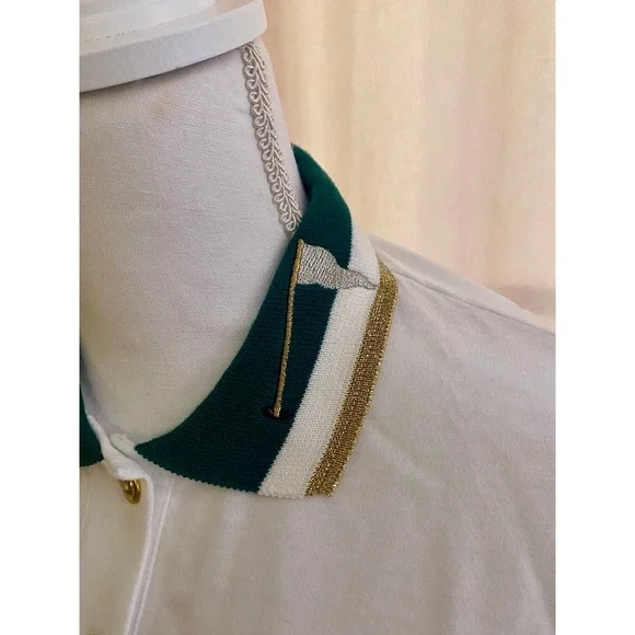 NWT Natty Golf white Polo Shirt sparkly embellished accents Women's Small - Picture 3 of 7